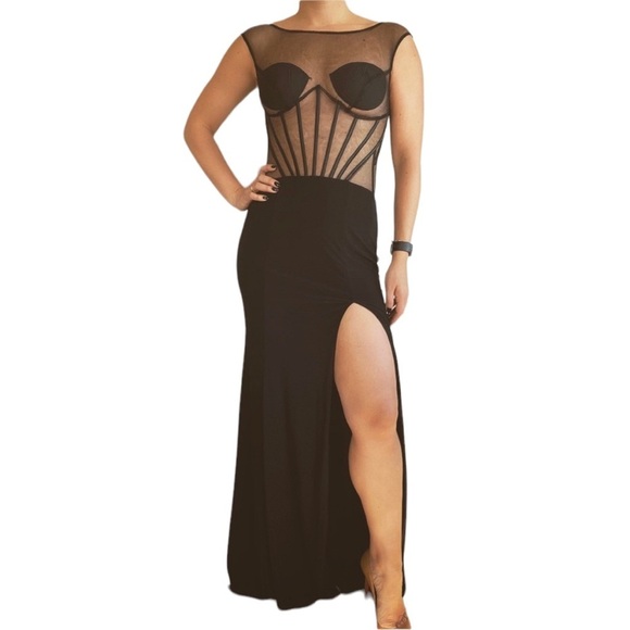 Jovani Dresses & Skirts - Jovani Stunning Black Sheer Corseted Gown